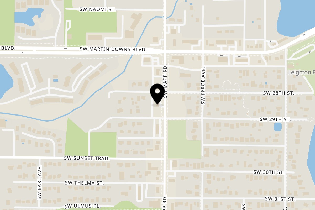 Map showing the location of Burger Daddy Palm City on 2830 SW Mapp Rd in Palm City
